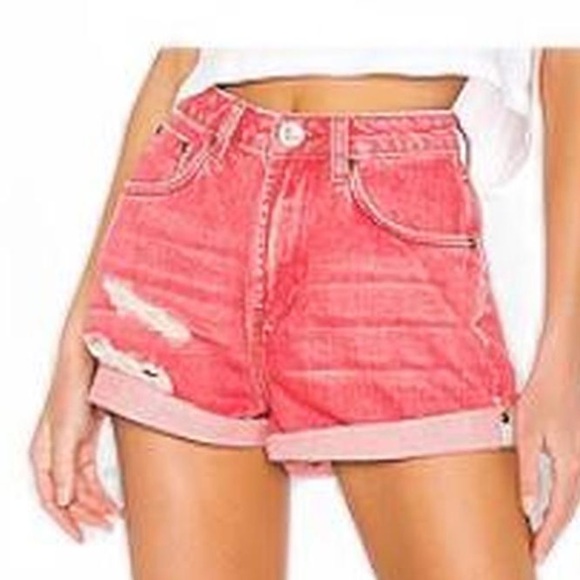 One Teaspoon High Waist Bandit Shorts Red Size 24 - Picture 1 of 7